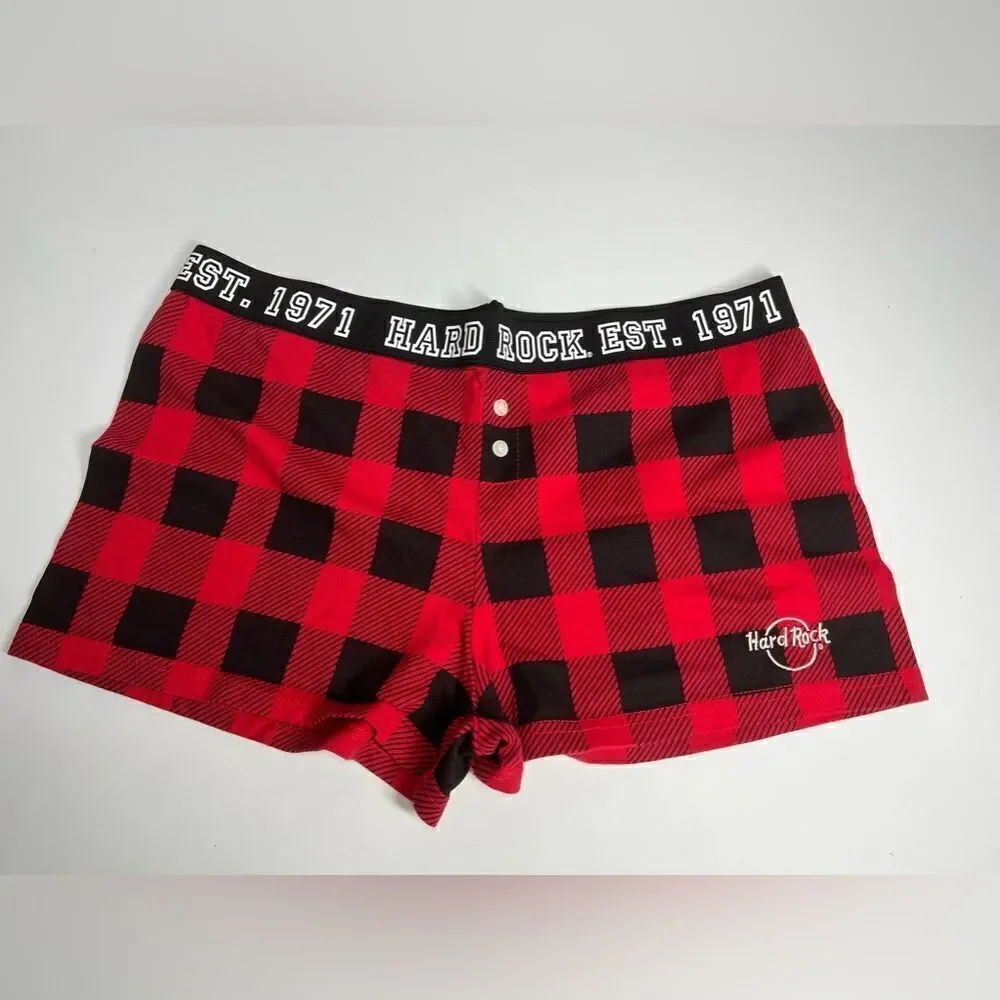 Hard Rock Plaid Cotton Boxer Short Red Black NWOT SIZE S